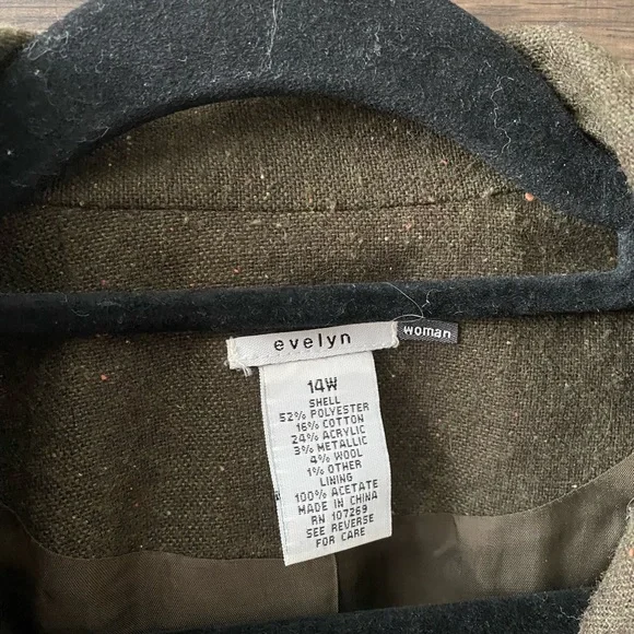 Evelyn blazer&suit jacket women green size 14W with 2 beautiful flowers accent - Picture 7 of 8